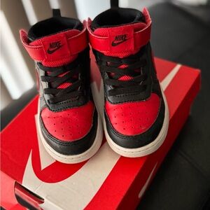 Nike Red /Black/White Court Borough toddler boy sneakers